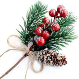 Red Berry Stems Pine Branches Evergreen Christmas Berries Decor 16 PCS Artificial Pine Cones Branch Craft Wreath Pick