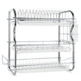 Multi-functional 3-Tier Dish Kitchen Supplies Storage Draining Rack with Chopstic/Knives Board Holder Drainboard