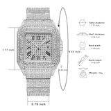 Ice Out Square Watch for Men Fashion Quartz Wristwatches Luxury Diamonds Watches Waterproof Silver Leisure Reloj Hombre Business