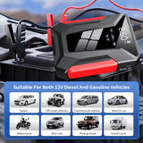 Tire Inflator Portable Compressor - Cordless Electric Pump, 10000mAh 1000A Jump Starter and Air Compressor with LED Light