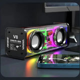 V8 Transparent Speakers Bluetooth 5.0 Wireless Double Bass Diaphragm Subwoofer Music TWS RGB Light Mini Party Loudspeaker