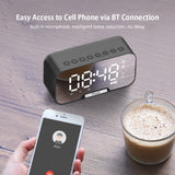 Digital Mirror Surface Alarm Clock Desktop Portable BT Speaker & FM Radio Rechargeable Support TF Card for Home Office Travel