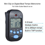 Professional Clip on Digital Beat Tempo Metronome LCD Screen Lightweight & Mini for Violin Guitar Bass Musical Instrument Black