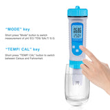 Smart BT 6 in1 Ph PH/ EC/ TDS/ SALT/ S.G/ Temperature Tester Pool Monitor Water Quality Detector