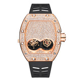 PINTIME Men's Watch Fashion Diamond Iced Out Case Silicone Strap Luxury Quartz Wristwatches Montre Relogios Masculino Hot Sale