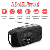 Multifunctional Solar Hand Crank AM FM SW Emergency Weather Radio with Flashlight 2000mAh Phone Charger Power Bank