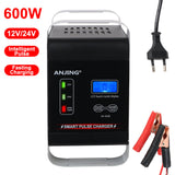 Car Battery Charger Intelligent US EU Plug 12V 24V High Power 600W Pulse Repair Fully Automatic For Lithium Lead Acid Batteries