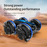 Double sided amphibious rolling and rotating remote control stunt beach toy