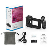 APEXEL APL-MS150 150X Mobile Microscope Lens LED/ UV Lights Built-in CPL Filter Battery with Universal Phone Clip