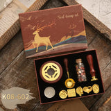 Set Vintage Kit Wedding Invitation Postcard Seag Wax Beads Seal Stamp Melting Gift Packing Box