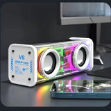 V8 Transparent Speakers Bluetooth 5.0 Wireless Double Bass Diaphragm Subwoofer Music TWS RGB Light Mini Party Loudspeaker