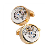 Movement Gear Precision Carving Fully Automatic Mechanical French Shirt Cufflinks Men's Sleeve Nails, C