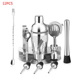 7/12 Pcs 550ML Stainless Steel Cocktail Shaker Set Cocktail Mixer Bar Set Bartender Opener Mixer Bar Wine Tools With Wine Rack