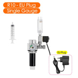 Stainless Steel Aquarium Regulator with Single/Double Pressure Gauge and Triple Filter Element - Solenoid Valve, EU/US Plug