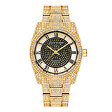 Luxury Watch for Men Stainless Steel Strap Iced Out Diamond Roman Dial Quartz Wristwatch Waterproof 30M Relogio Masculino Gifts