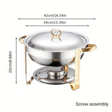 Set, Stainless Steel Chafing Dish Buffet Set, 4.5L Round Catering Chafer Warmer Set With Tray, Pan, Lid, Stand