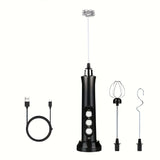 1pc Electric Milk Frother 3 In 1 Portable Rechargeable Electric Milk Frother Foam Maker Handheld Foamer High Speeds Drink Mixer