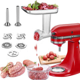 Food Grinder Attachments For Kitchenaid Stand Mixers With 2 Sausage Stuffer Tubes & 4 Grinding Plates To Work As Meat