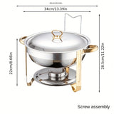 Set, Stainless Steel Chafing Dish Buffet Set, 4.5L Round Catering Chafer Warmer Set With Tray, Pan, Lid, Stand