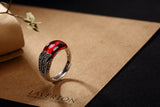 925 Sterling Silver Fashion Personality Retro Feather Inlaid Finger Ring