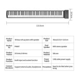 88 Key Portable Handroll Silicone Foldable Electronic Piano with Speaker No MIDI Function Beginners