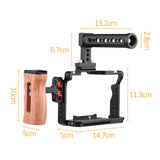 Andoer Camera Video Cage +Top Handle +Side Wooden Grip Kit with 1/4" Threads for Sony A7IV/ A7III/ A7II/ III/ A7R II/ A7S II