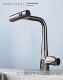 Household Rotating and Stretchable Digital Display Faucet, Waterfall Multifunctional Pull Kitchen Sink Faucet