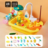 48PCS Kids Simulation Electric Dishwasher Pretend Play Mini Kitchen Food Educational Summer Cosplay Girls Toys