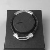 Bracelet Braided Leather Wrapped Hero Cross New Silver Men's And Women's Jewelry