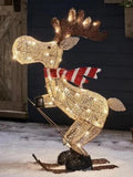 Ski Lawn Decorations 3d Glowing Reindeer Ornaments with Led Lights for Christmas Decoration