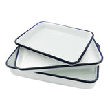 1PCS Handcrafted Vintage Tray White Enamel Home Cake Oven Baking Tray Square Retro Plates