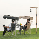 Portable Folding Canopy Shade Beach Camping Lawn Chair For Outside Activities With Anti-Slip Foot Pad