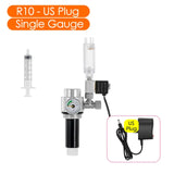 Stainless Steel Aquarium Regulator with Single/Double Pressure Gauge and Triple Filter Element - Solenoid Valve, EU/US Plug