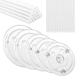 1Set Plastic Dowel Rods Set 5 Separator Plates For 4, 6, 8, 10, 12 Inch Cakes,Clear Cake Stacking Dowels