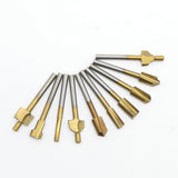 10pcs Set Box 3mm HSS Titanium Router Bits Wood Cutter Milling Fits Dremel Rotary Tool Engraving Machine Knife Sharpening Slot