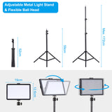 Andoer 2 Pack USB LED Kit with 3200K-5500K Fill Dimmable 67.7" Light Stand for Video Conference Live Streaming