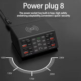 100W 8 Ports USB Type C Fast Charger Station QC3.0 PD3.0 Wireless Charging Desktop Quick Charge For book Phone