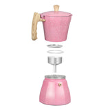 4X Latte Mocha Italian Moka Espresso Cafeteira Percolator Pot Stovetop Coffee Maker 300Ml Pink
