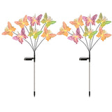 2Pcs Solar Fiber Optic Butterfly Lamp Decorative Firefly Light for Courtyard Patio Decoration
