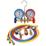 3 Way AC Manifold Gauge Set, HVAC Diagnostic Refrigerant Charging Tool For Auto Household R404A R134A R12 R22 Refrigerant, Quick Couplers Valve Core Accessories Kit