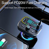 QC3.0 PD20W Car MP3 Player Bluetooth 5.0 FM Transmitter Handsfree Fast Charge Dual USB Charger TF U Disk Music Player