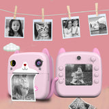 2.4 Inch IPS Display Digital Children Camera Instant Print Photo HD 1080P with Thermal Paper Cartoon Toys for Girls Boys Aged 3+