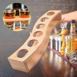 5X Shot Glass Holder Set-1Oz/30Ml Shot Glass Set Bamboo Shot Glass Holder, 6Pcs Shot Glass Set, Perfect For Party, Bar