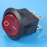 5Pcs 12/24/220V Round Rocker Switch 20MM 4 Pin ON/OFF DPST Latching LED Lighted On Car Push Button Switches Transparent Red
