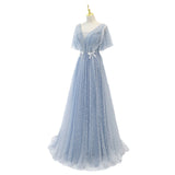 Evening Dress Female Elegant Temperament Host V-neck Super Fairy Thin Long Style