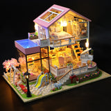 1pc Dollhouse Miniature With Furniture,DIY Dollhouse Kit Mini Modern Villa Model, Fall Farmhouse Room Decor, Xmas Home Decor