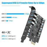 2 Pcs 7 Ports PCI-E To USB 3.0 Expansion Card Converter For Desktop PC, For Win/Linux/ Etc