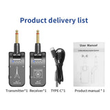 WS-1 2.4GHz Wireless Guitar System Rechargeable Audio Transmitter and Receiver 4 Channels 30m 282º Rotatable Head 5H Endurance