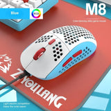 For M8 Ergonomic Gaming Cool Hollow Out Modeg Wired RGB Lighting Lightweight Mouse Color Matching Design