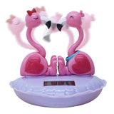 Solar Bobblehead Flamingo Cute Ornaments Dashboard Shaking Decor Valentine's Day Shake Head Toy For Car